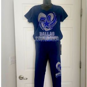Dallas Cowboys rhinestone T-shirt and matching leggings.